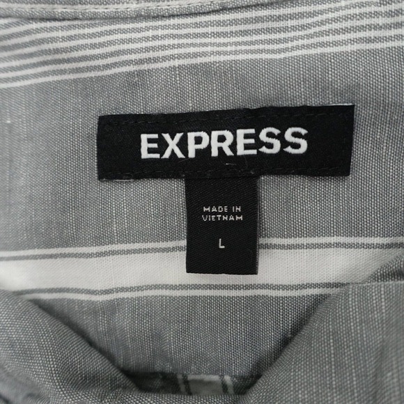 Express Button-Up Shirt Men's Large Striped Long Sleeve Collared Regular Fit - Picture 3 of 7